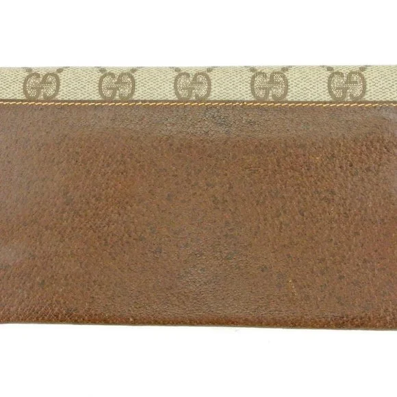 GUCCI Long Wallet GG Pattern Beige PVC ~ Leather Auth USED P784